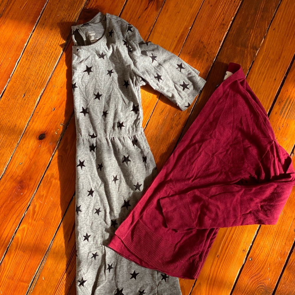 Old Navy Star Dress & Maroon Sweater Size Medium Girls